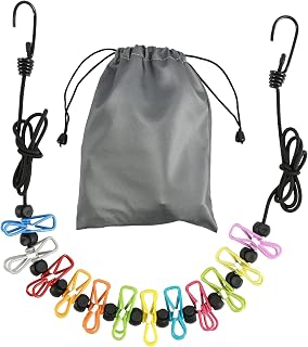 Clothesline with 12 Colorful Clips – Portable and Adjustable Drying Line for Indoor and Outdoor Use, Ideal for Travel, Camping, and Home Laundry, Strong and Windproof Design