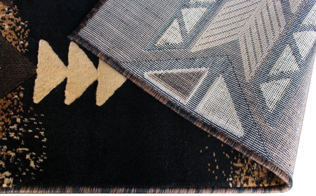 Champion Rugs Southwest Native American Area Rug Black Design #CR127 (24 Inch X 40 Inch Mat)