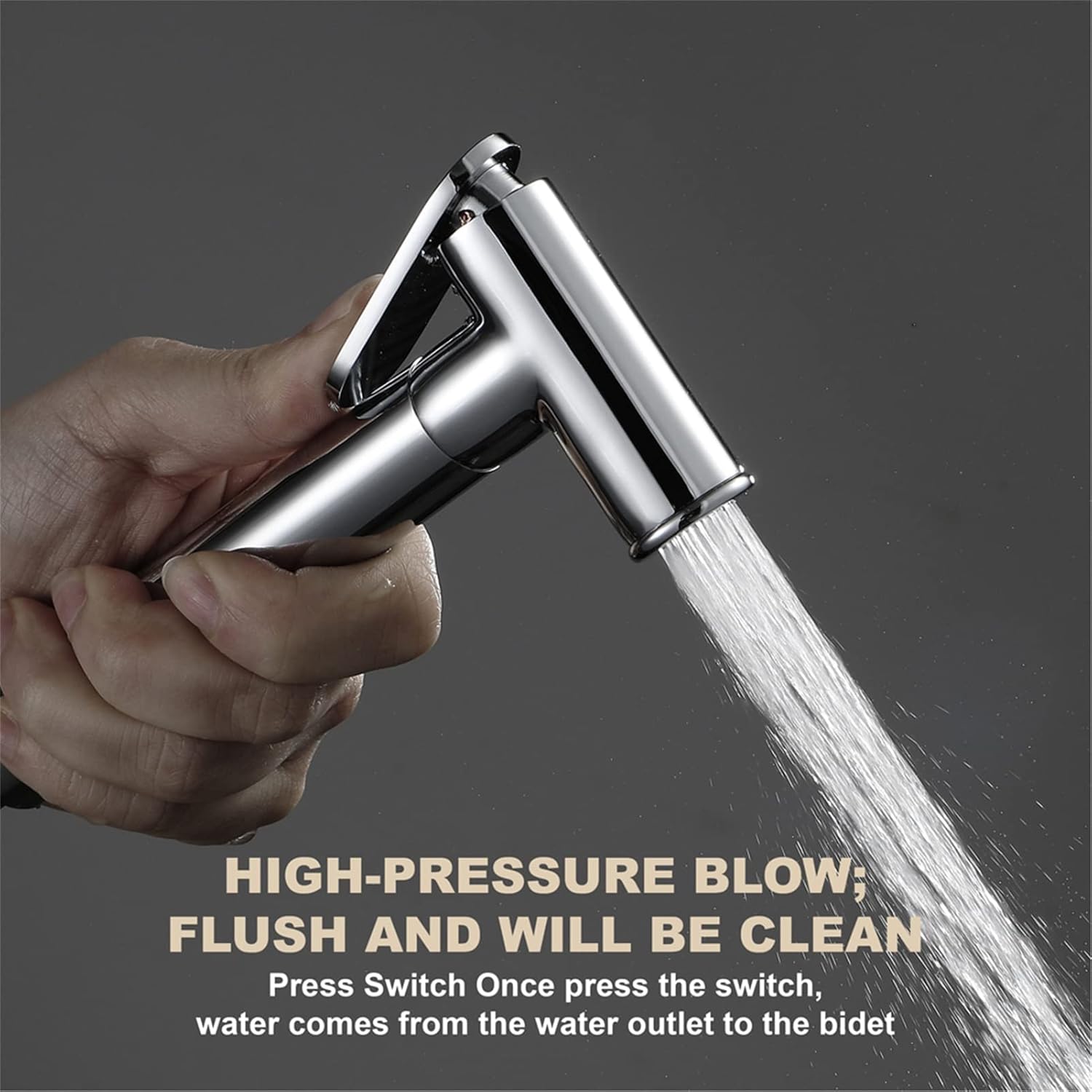 Bidet Sprayer for Toilet, Handheld Cloth Diaper Sprayer, Bathroom Jet Sprayer Kit Spray Attachment with Hose and Shower Angle Valve,Titanium Gold(Chrome)