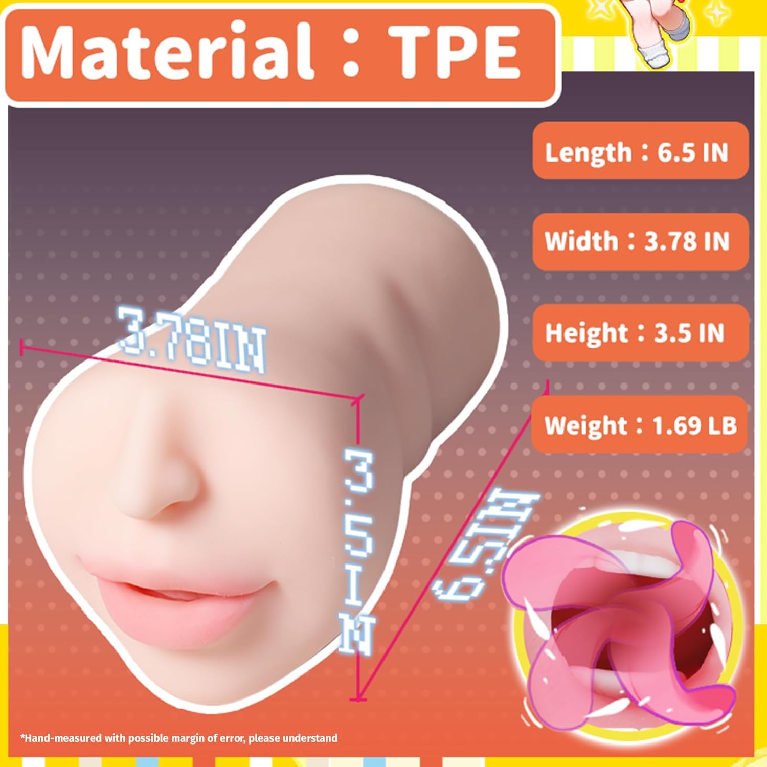 Pocket Pussy Automatic Male Masturbator with 3D Rotating Tongue 3 Rotating Fusexil Mouth Stroker Realistic Texture Soft Blowjob