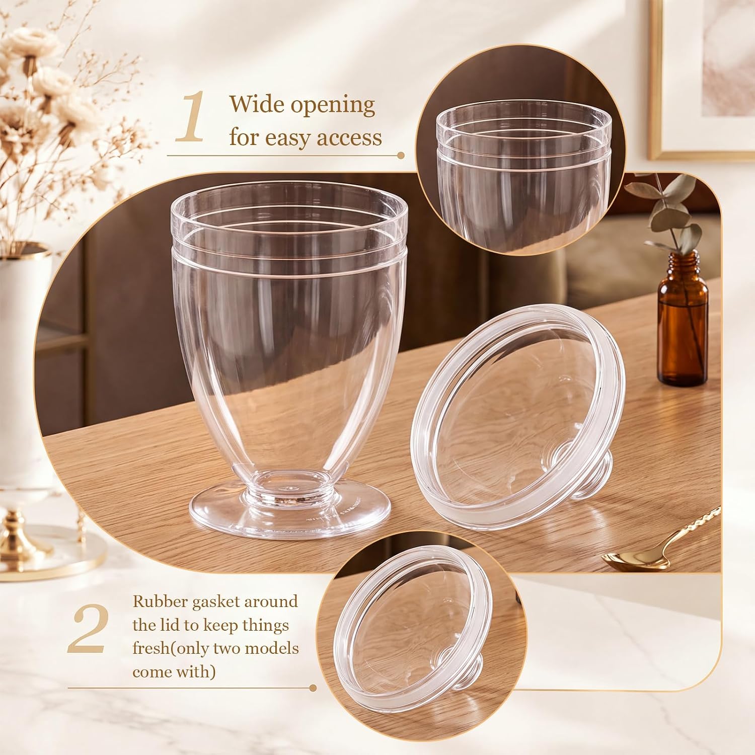 4 Pack Acrylic Apothecary Jars with Airtight Lid, 34/40.5 Oz(Not Glass)