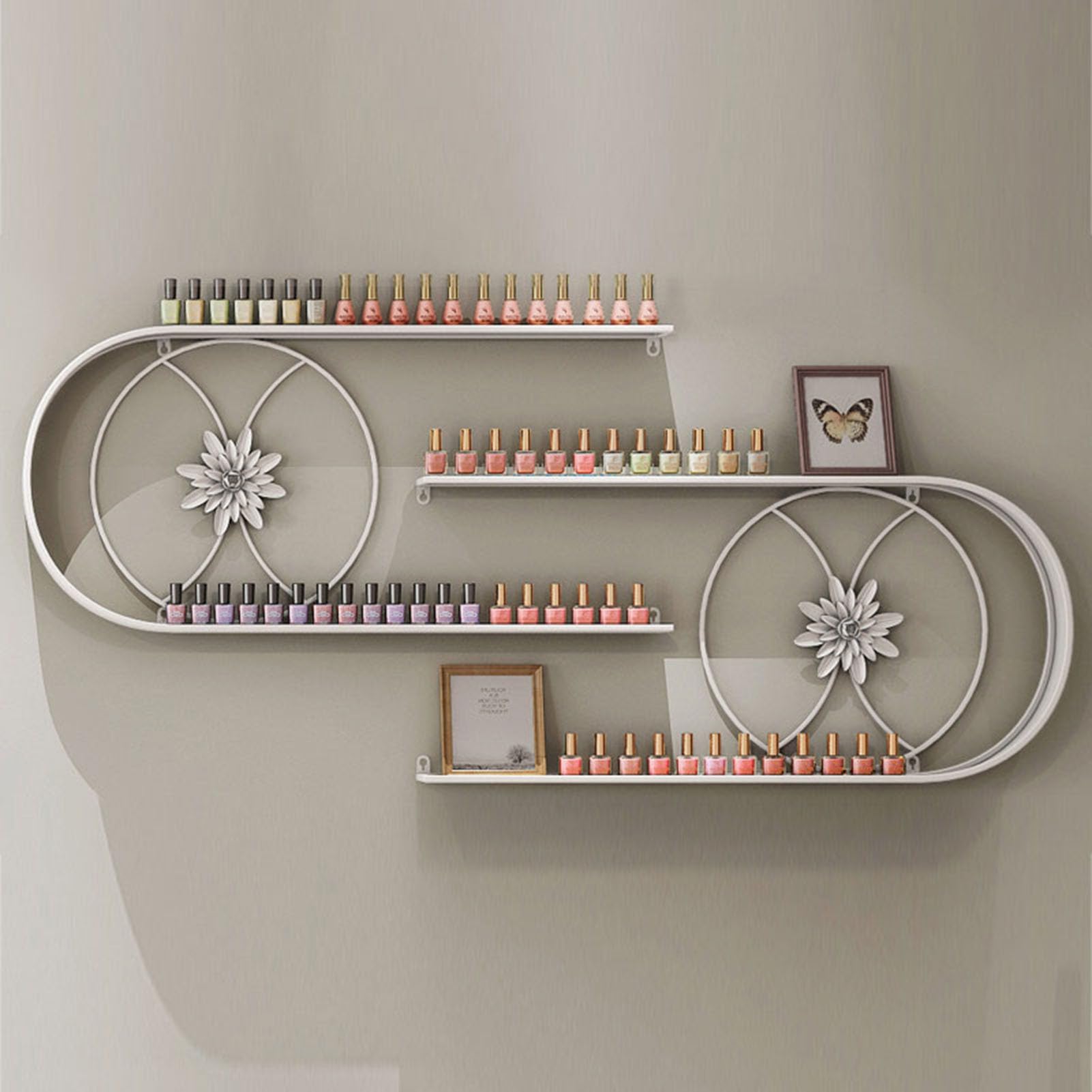 Espositore per Smalto a Forma di U, espositore Multifunzione per flaconi di Smalto, Organizer per la conservazione di Prodotti per Unghie, Supporto da Parete per Salone (Bianco)