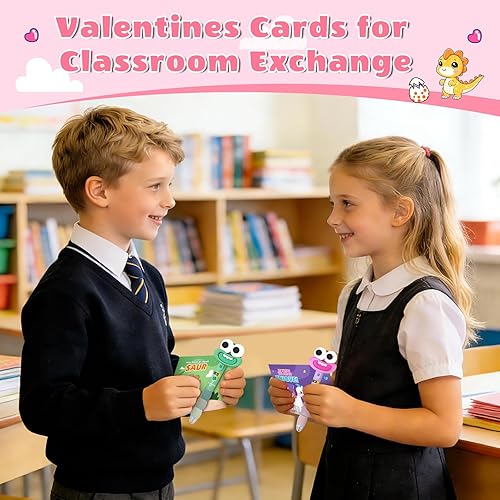 Miniatura 6 de Tarjetas del día de San Valentín para niños con 24 bolígrafos, regalos del día de San Valentín para la escuela de niños, bolígrafo de sonrisa con