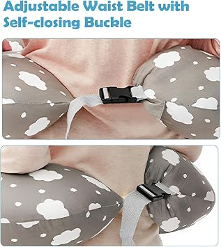 Labtec Nursing Pillow for Breastfeeding, Multifunctional Breast Feeding Pillow with Adjustable Waist Strap and Safety Fence, 100% Cotton Removable Pillowcase, Pregnancy Gift