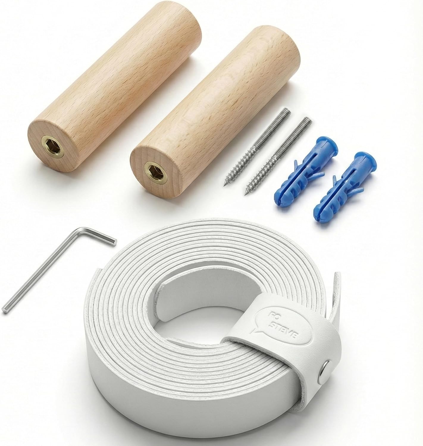 Ho Stevie! Surfboard Wall Mounts - Wood Pegs + Leather Straps - Hang Any Surf Board - Easy Installation