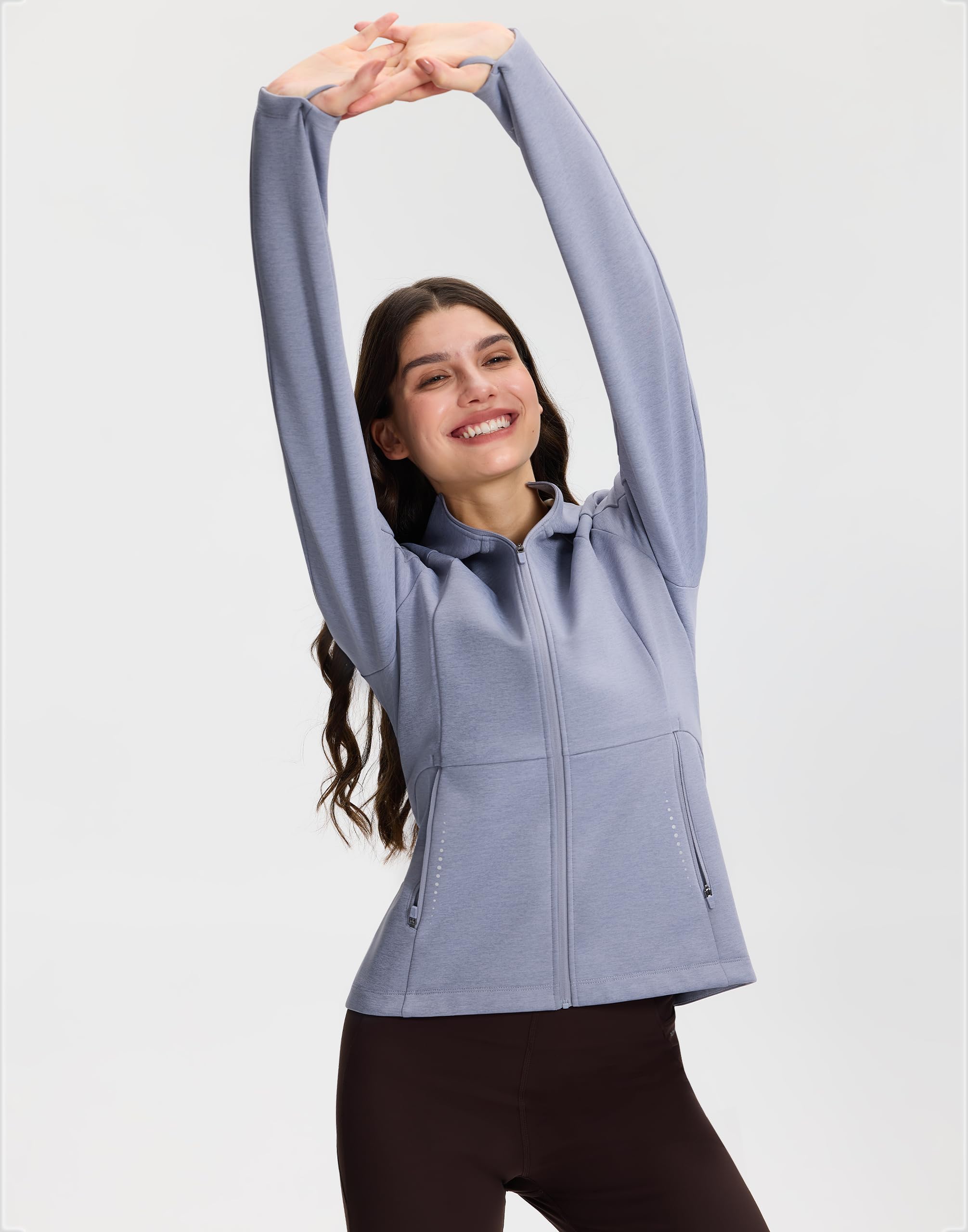 Pioneer Camp Fahrradjacke Damen mit Kapuze, Fleece Gefüttert Fleecejacke Warm, Winddicht und Atmungsaktiv Outdoor Damenjacke Reflektierend für Fahrrad, Laufen und Freizeit
