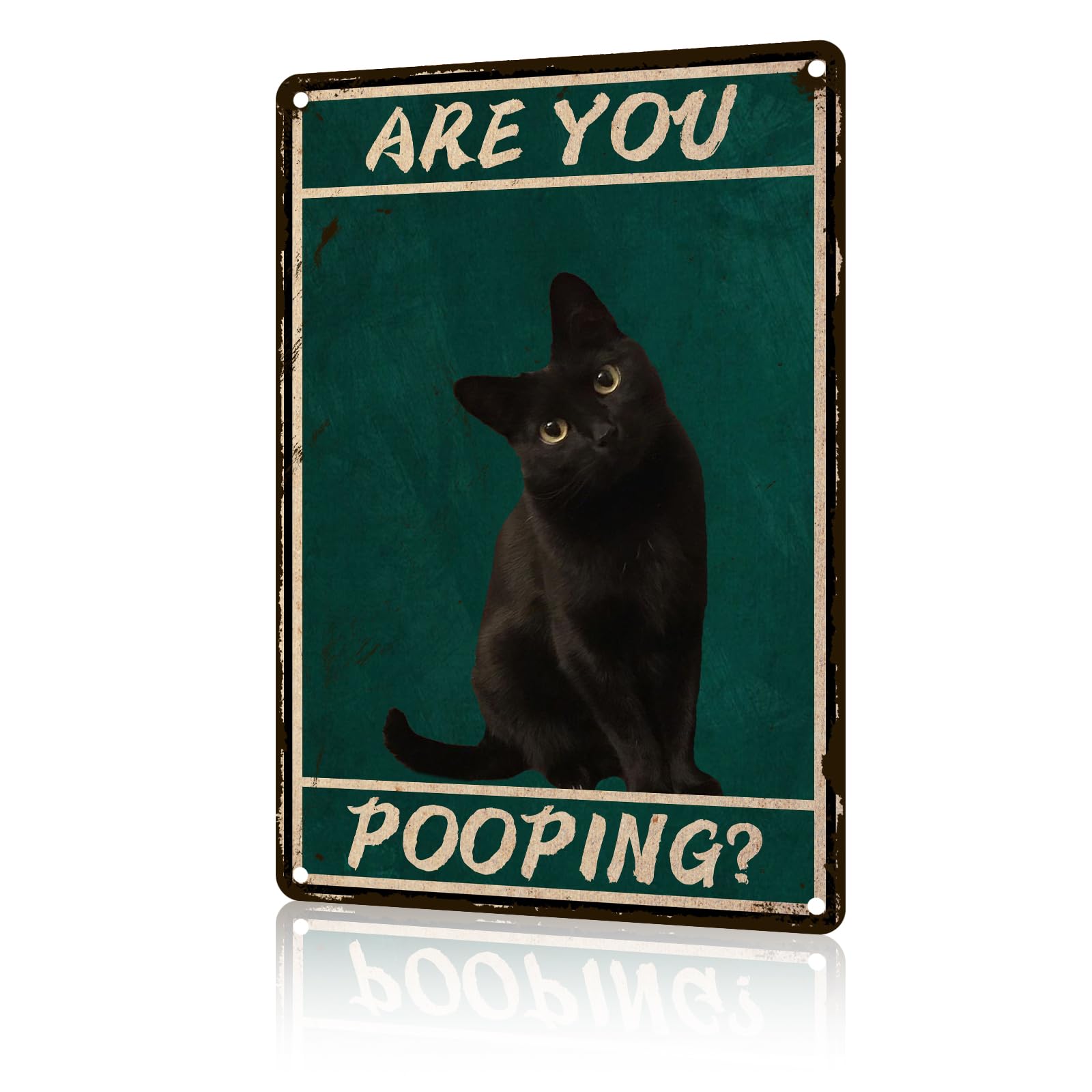 Anceky Garden Sign Black Cat Are You Pooping Sign Tin Sign Retro Aluminum Metal Sign for Yard Outside Home Office Kitchen Wall Decor 12×8 Inch