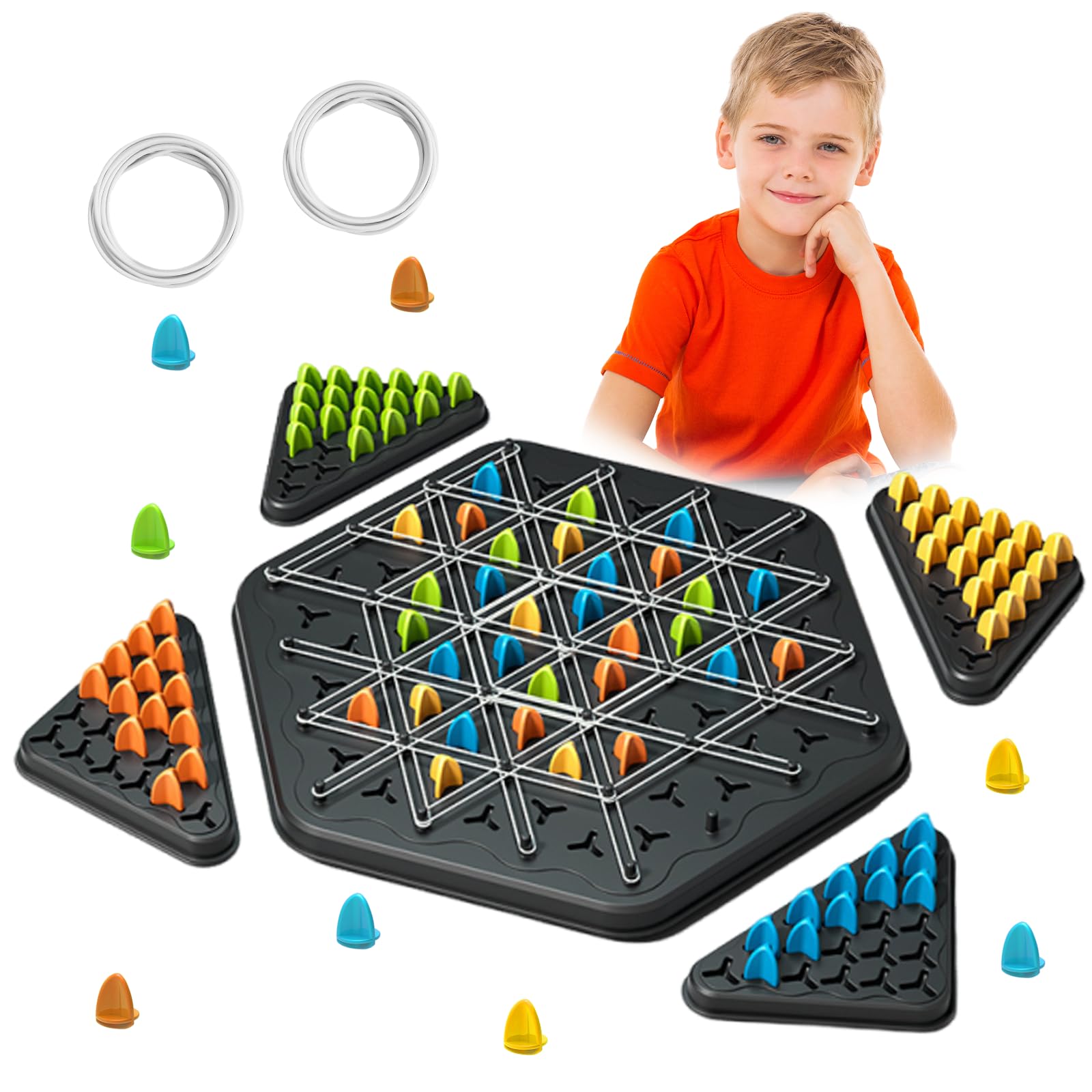 Triggle Gioco Da Tavolo Strategico, Triangoli E Elastici, Per Bambini E Adulti, Gioco In Famiglia - 4