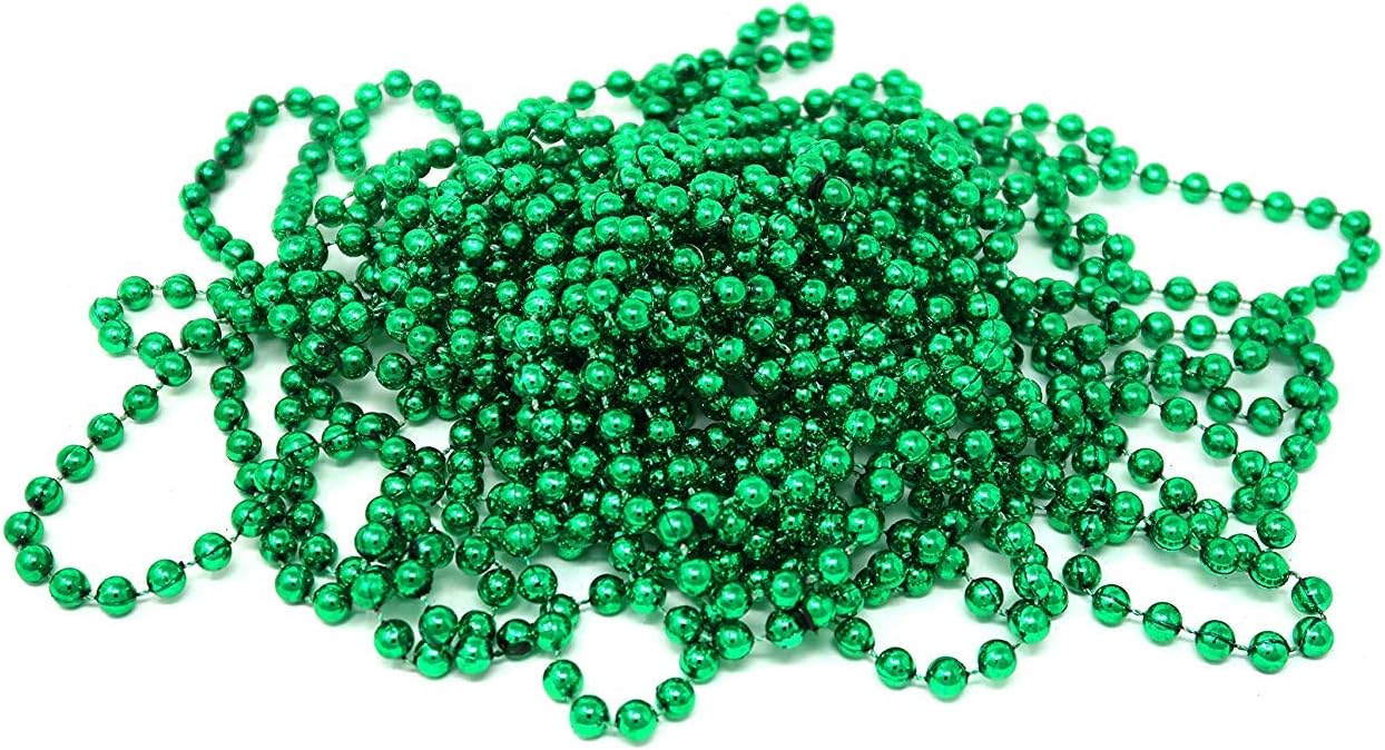 4E's Novelty St Patricks Day Beads Necklace Bulk (Pack of 72) Green Beads - Saint Pattys Gifts, 33 Inch 7mm Party Favor Supply, St Patricks Day Outfit Costume Dress UP Accessories Bulk Parade Throws - Image 2