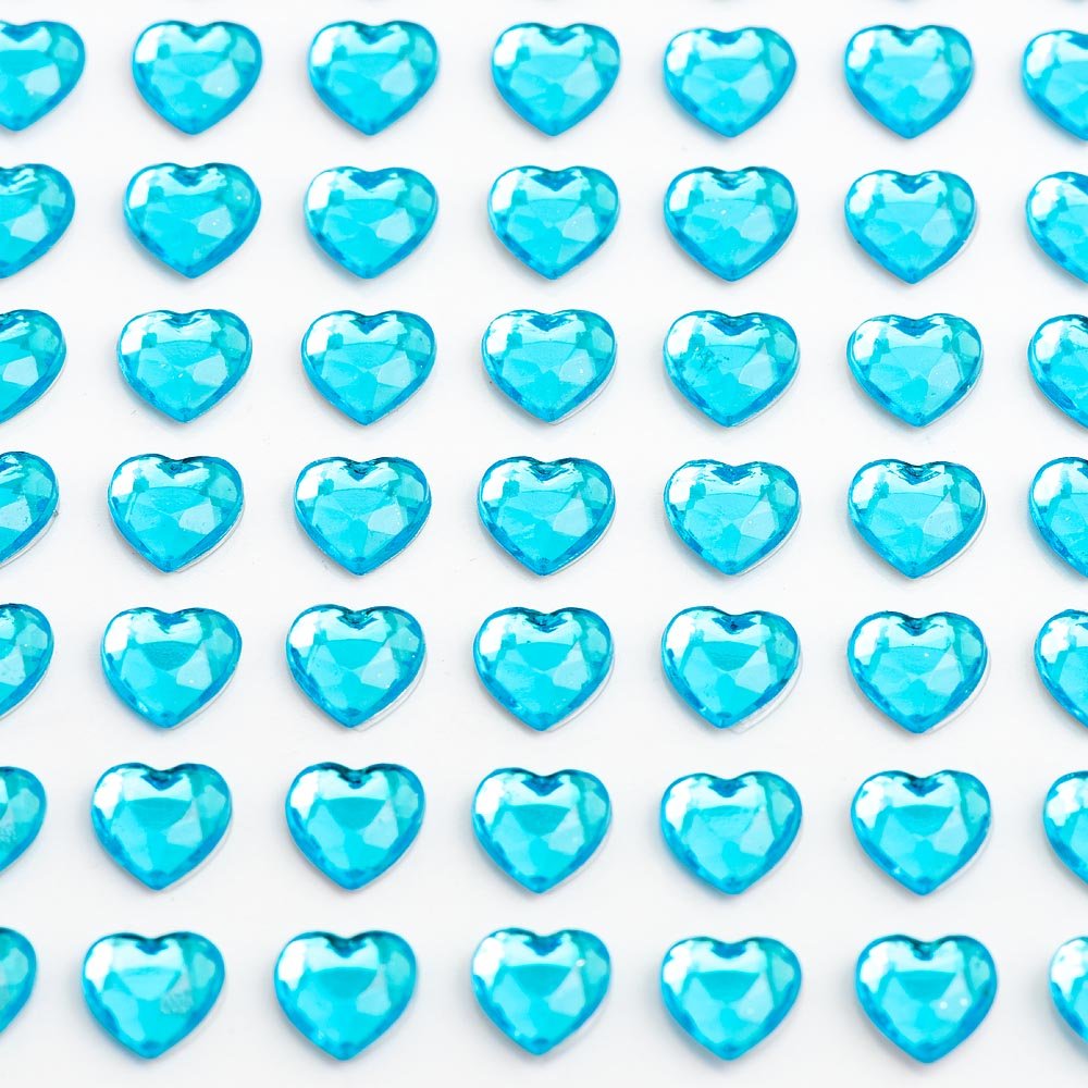 Italian Options - 6mm Turquoise Heart Self Adhesive Stick on Gems (100 pcs)