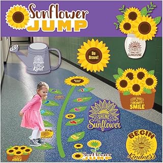 Sunflower Jump Sensory Pathway for School Hallways and Classrooms Includes 30 Durable Waterproof Decals – Counting Numbers 1-10 – with Positive and Encouraging Words