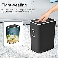 Vista 4 de XPIY Bote de basura con tapa, paquete de 2 botes de basura de 4 galones/15 litros con parte superior de prensa, bote de basura pequeño a prueba