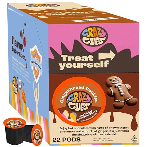 Crazy Cups Gingerbread Hot Chocolate Pods, Gingerbread Cookie Flavored Hot