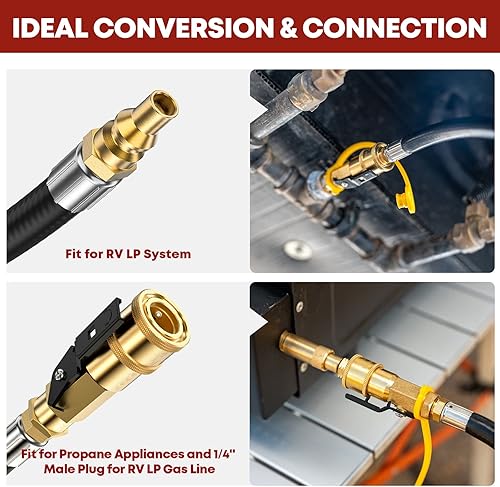 Miniatura 3 de Manguera de propano de conexión rápida de 20 pies para RV a parrilla, manguera de conexión rápida de propano RV, extensión de manguera de propano de