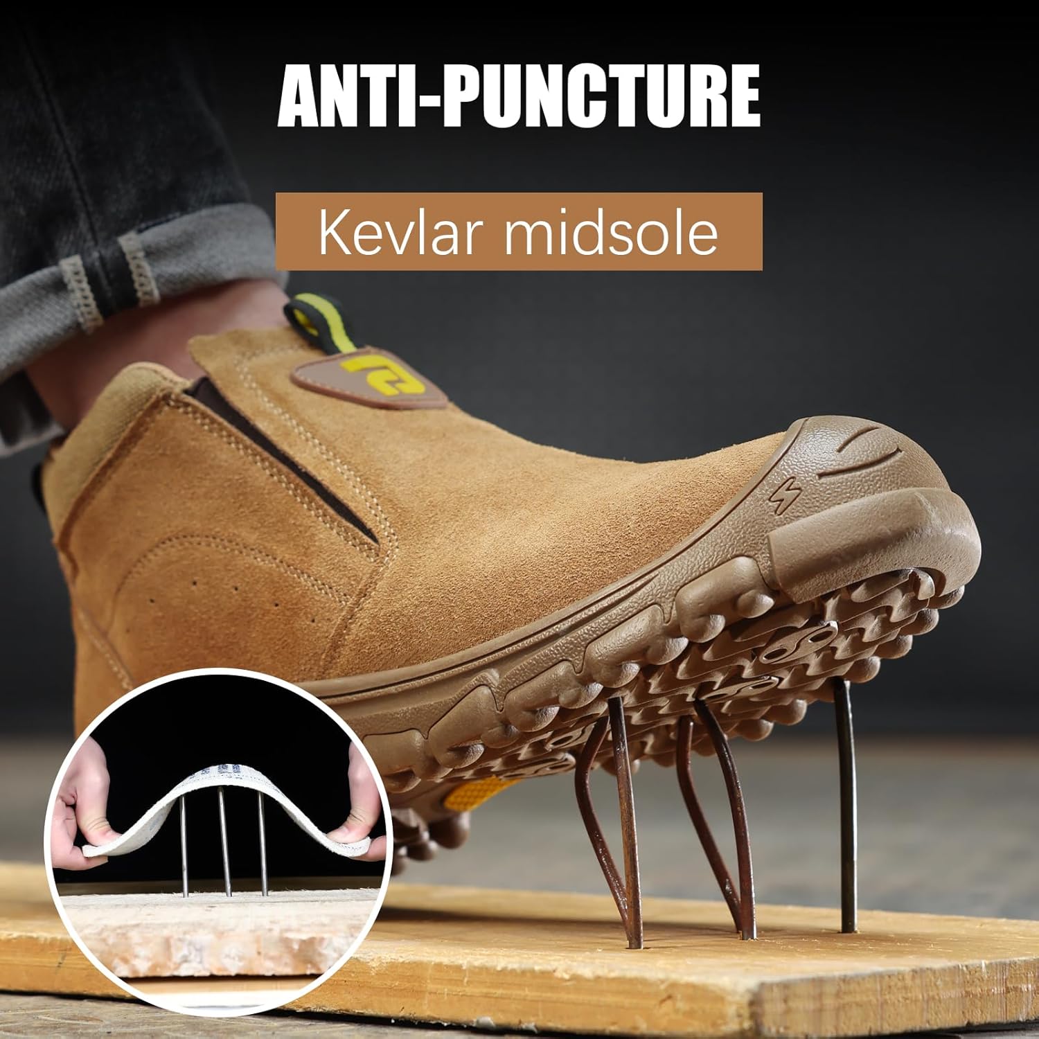 GLANOUDUN Welding Work Boots for Men Slip on Steel Toe Shoes for Men Indestructible Steel Toe Boots Welder Men's Working Shoes Fireproof Safety Footwear for Construction Men's Work & Safety Footwear - Image 4