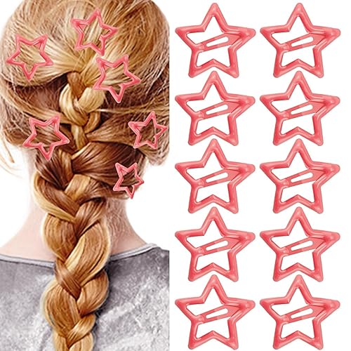 Miniatura 8 de 10 pinzas para el cabello con forma de estrella Y2K, pasadores de pelo de metal rosa para niñas y mujeres, lindas horquillas de estrella Y2K de los