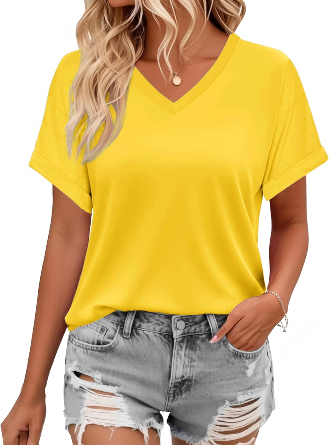 YUCOLEN Womens Short Sleeve V-Neck Shirts UPF 50+ Beach Vacation Casual Summer Loose Fit Tops 2026 - Image 7