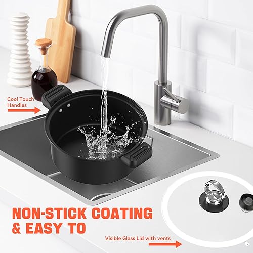 Miniatura 7 de Combo de freidora de aire y olla multicocción de 6 cuartos de galón  olla caliente eléctrica 12 en 1, olla arrocera, vaporera con cesta de aire