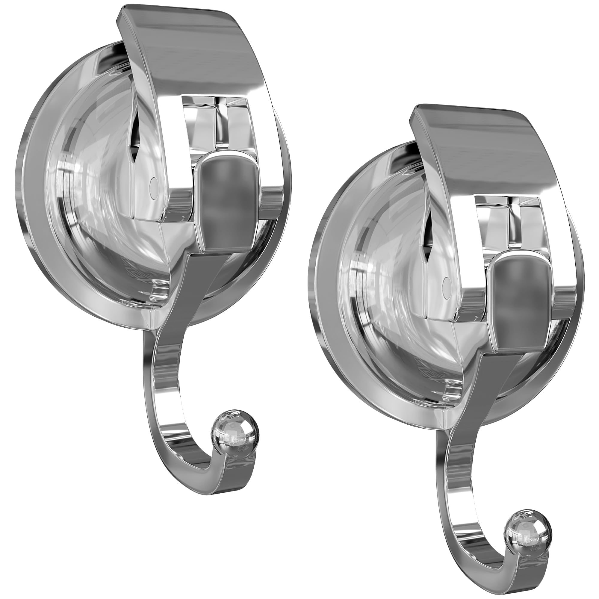SOCONT Heavy Duty Vacuum Suction Cup Hooks, Silver Plated Polished Super Suction for Kitchen Bathroom, 2 Pack โ image 1
