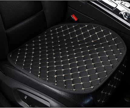 1 PC Car Seat Cover Auto Cushion Vehicle Front Seat Chair Cover Protective Mat pad for Baby, SUV, Skin-Friendly Golden Embroidery Thread Black-Front