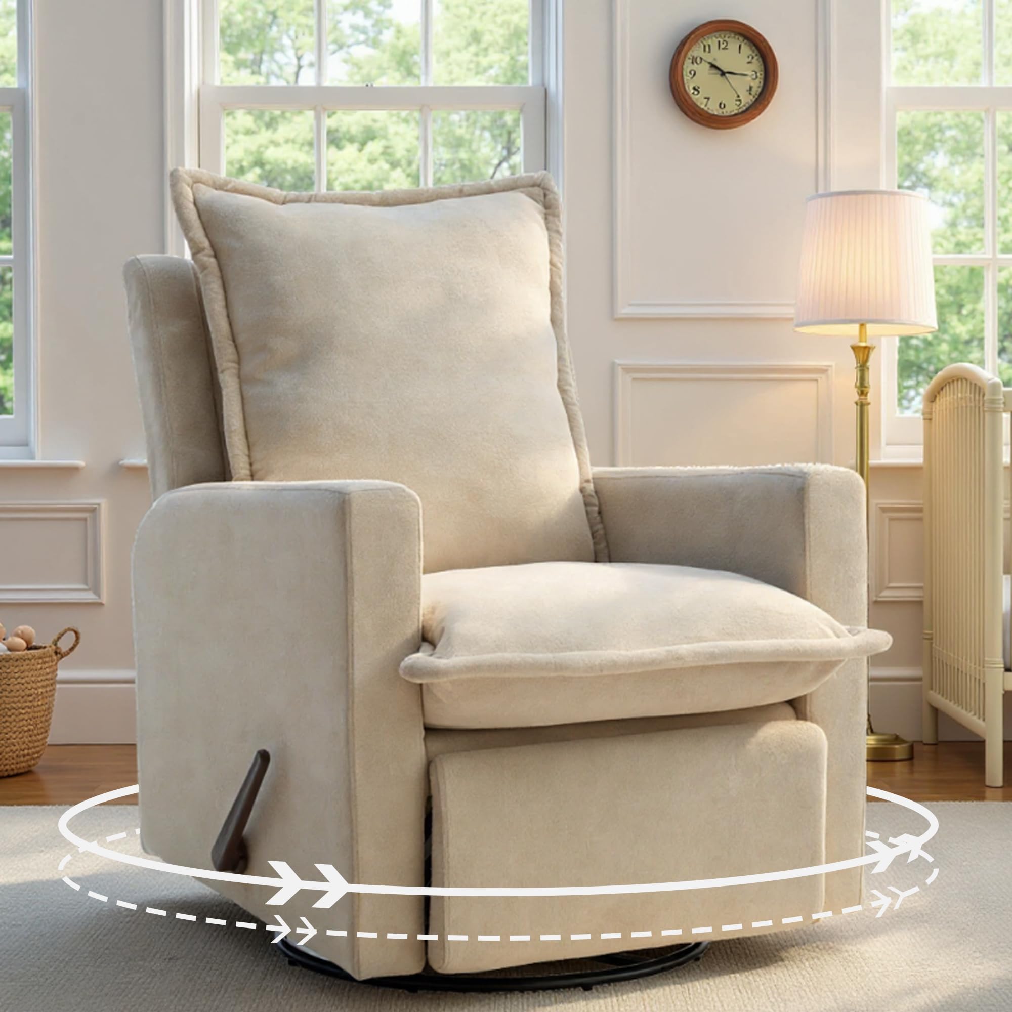 - Nursery Glider Recliner Rocking Chair Modern Adult Nursery Recliner High Back Nursery Swivel Rocker Recliner for Living Room Bedroom Nursery and RV Beige
