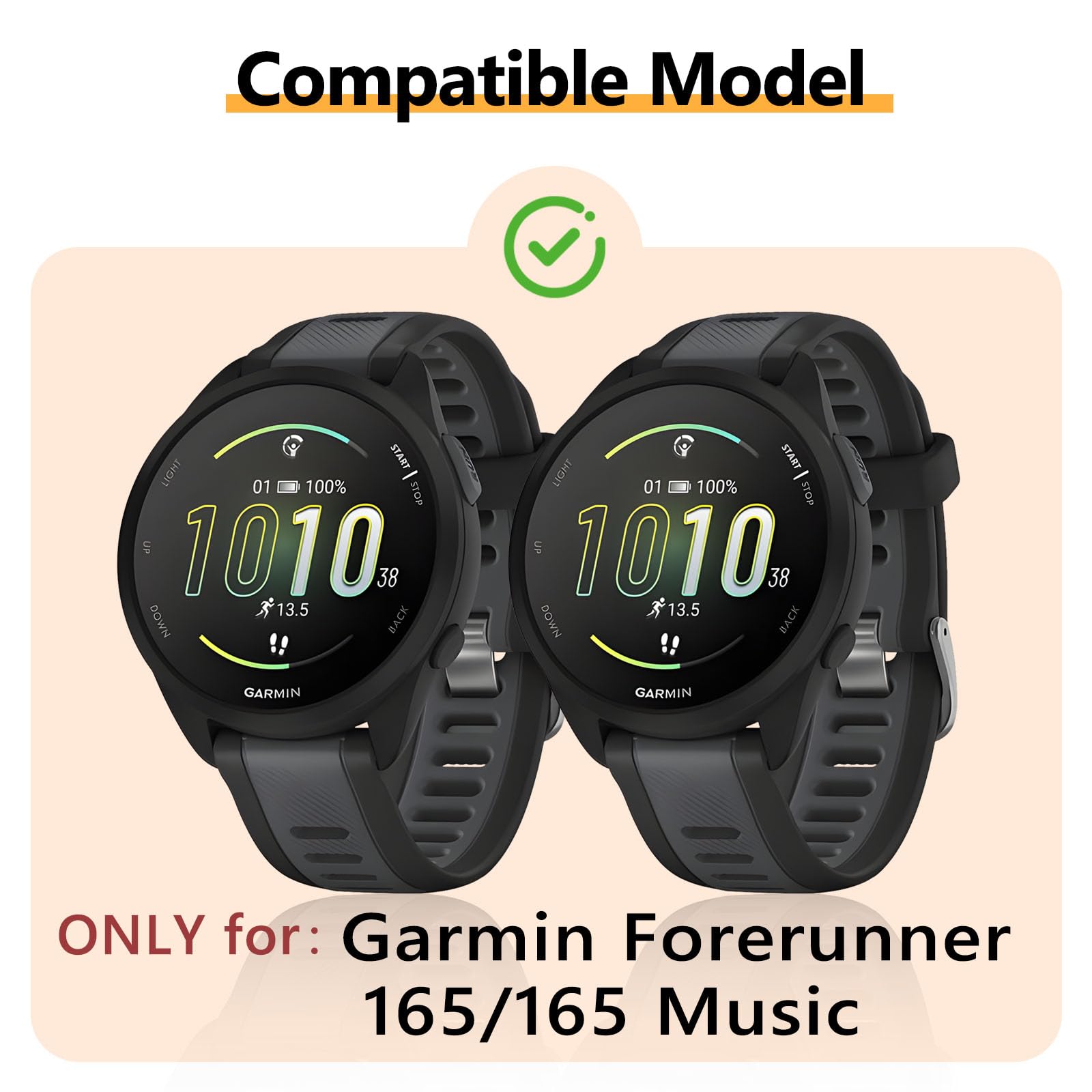 Lot de 2 + 2 coques de protection d'écran compatibles avec Garmin Forerunner 165/165 Music, accessoires de protection en TPU souple avec film en verre trempé