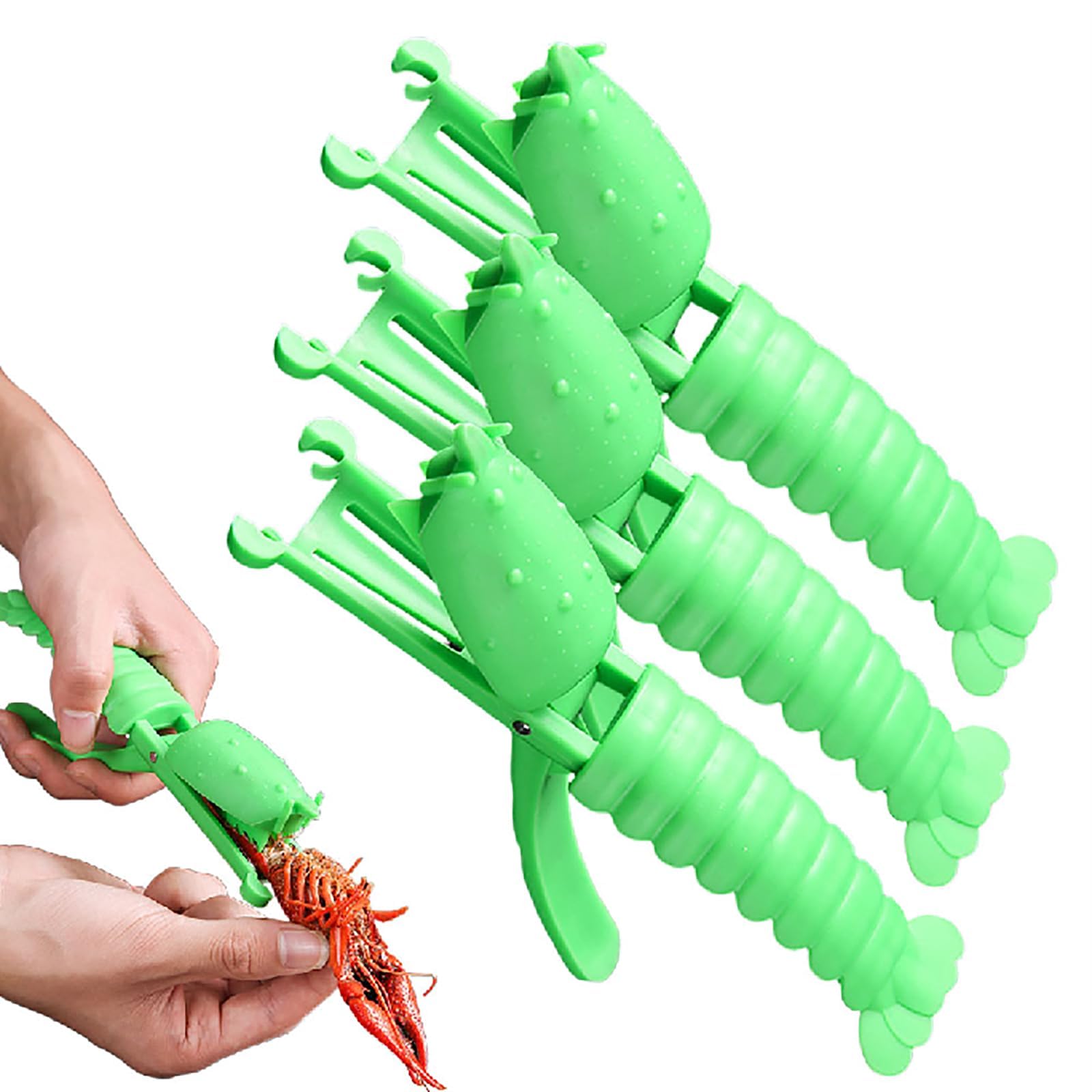 Green Portable 3-Piece Crawfish Sheller & Peeler Set - Quick Shelling Tail Meat Gadget, Ergonomic Kitchen Utensil with Non-Slip Handle for Home & Restaurant Use