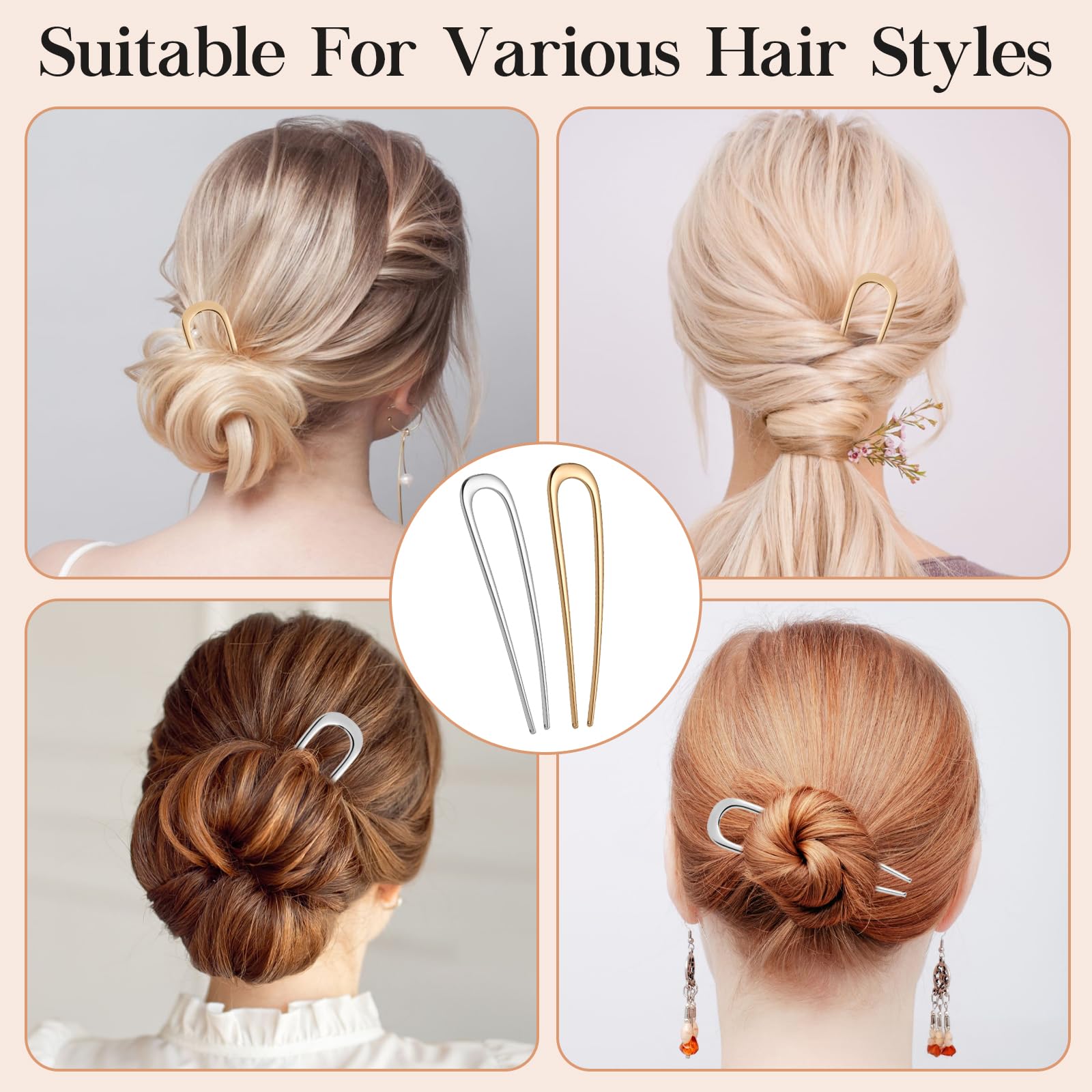 Amazon.com : 2PCS Fosvrde U-Shaped Large 5.5 Inch Metal Hair Pins