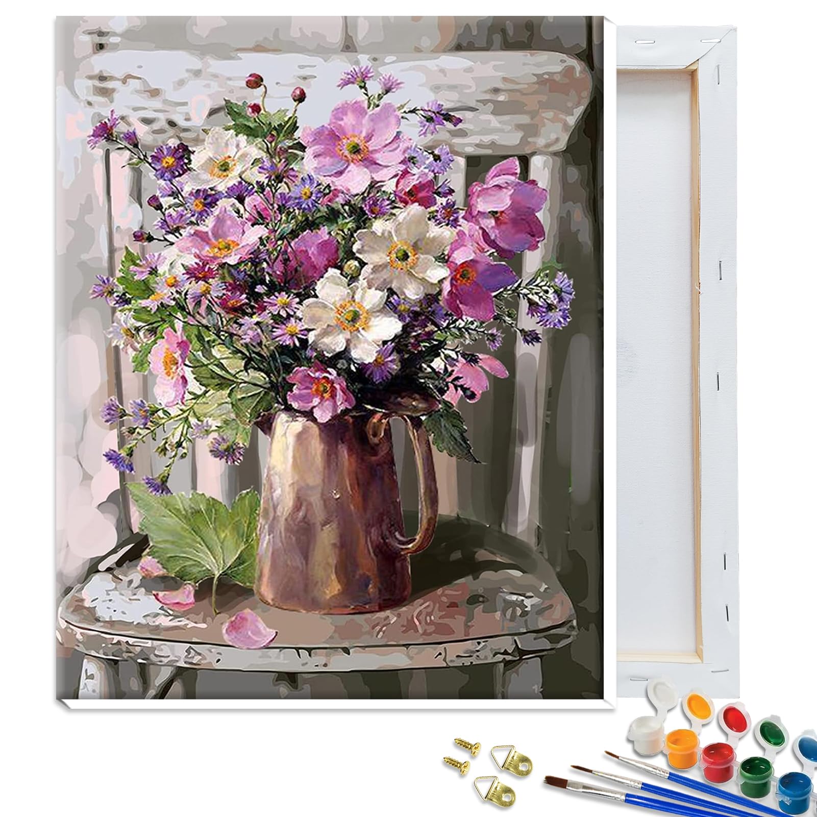 Creative Floral Paint by Numbers Kit for Adults, Framed, 30x40cm 12x16in