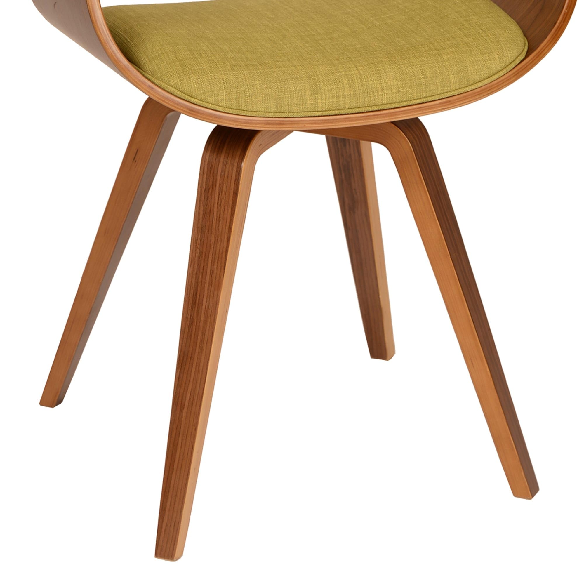 Armen Living Summer Modern Chair in Green Fabric and Walnut Wood - Set of 6