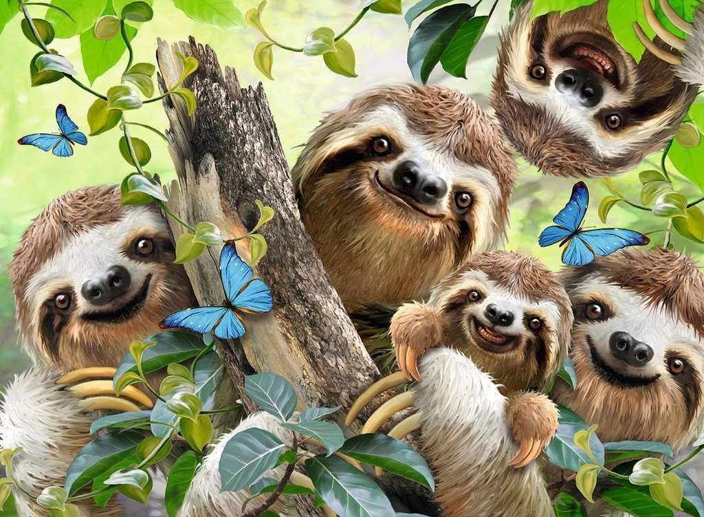 Ravensburger Sloth Selfie Jigsaw Puzzle | Unique 500 Piece Puzzle for Kids and Adults | Softclick Technology 20 x 14 inches Upon Completion | Featuring Art by Howard Robinson