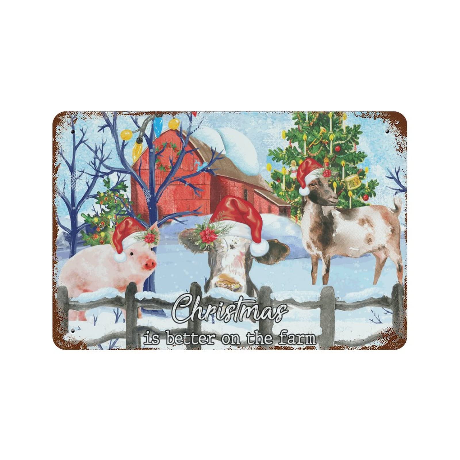 Panneau en métal renne de Noël rétro pour décoration de bar et maison 30x45 cm