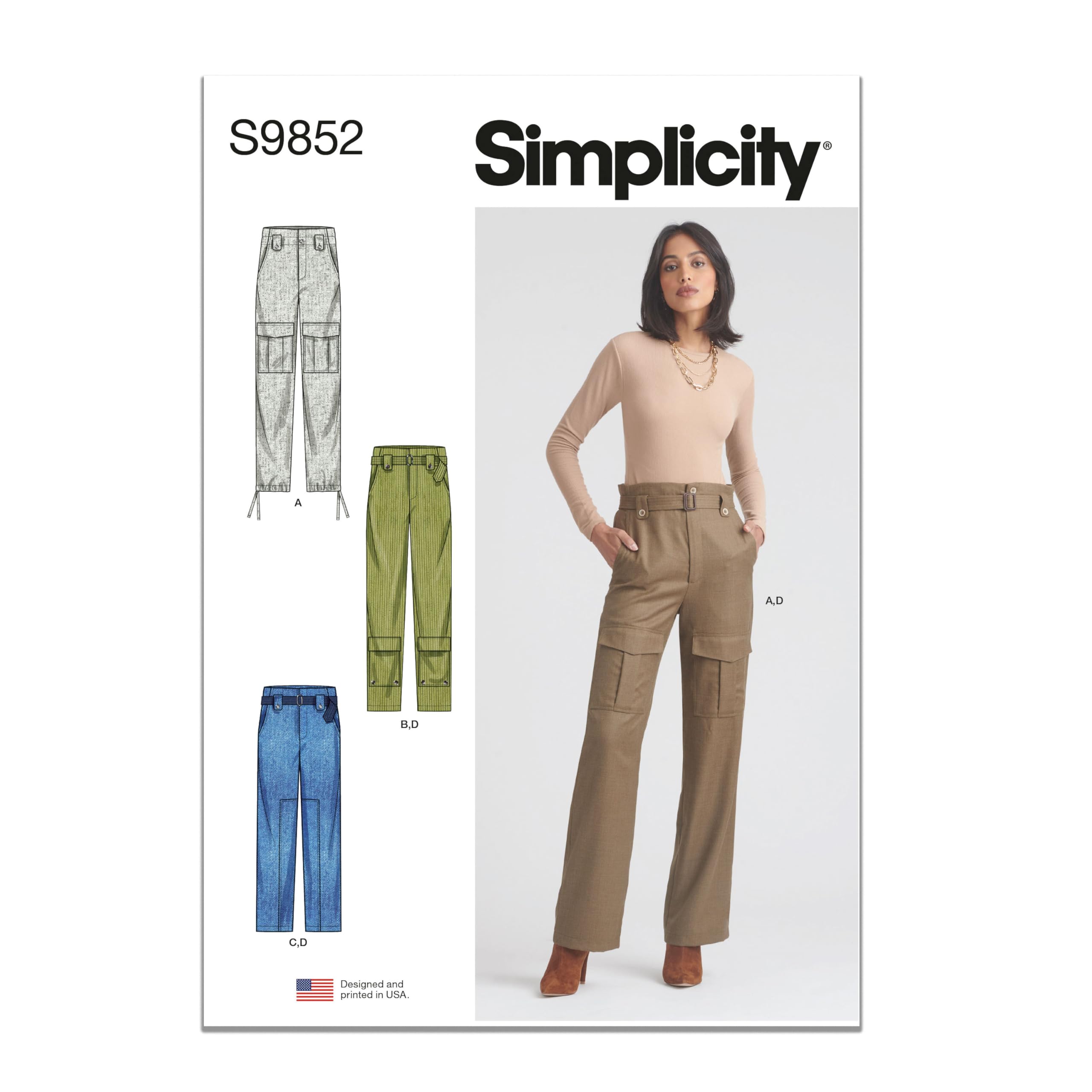 Pantalon femme Y5 Simplicity coupe droite avec sa ceinture assortie