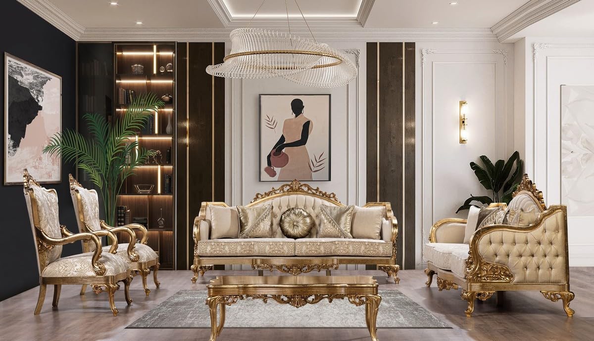 Casa Padrino luxury baroque sofa gold pattern/antique gold