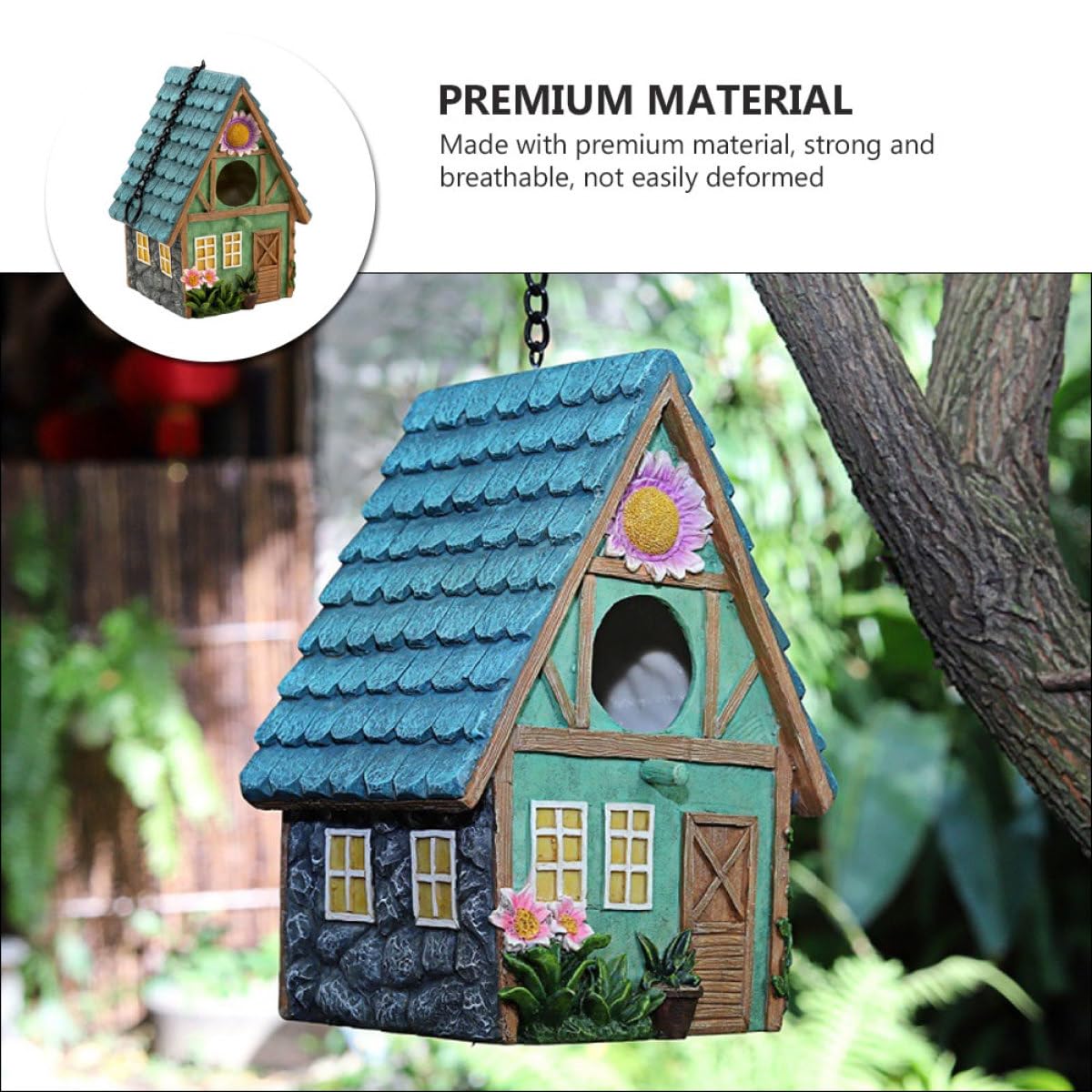 SHINEOFI Nido de Loro Decorativo para Jardín Exterior, Nido de Pájaro de Resina Resistente al Invierno, Refugio para Aves Pequeñas, Manualidades Creativas para Decoración de Patio