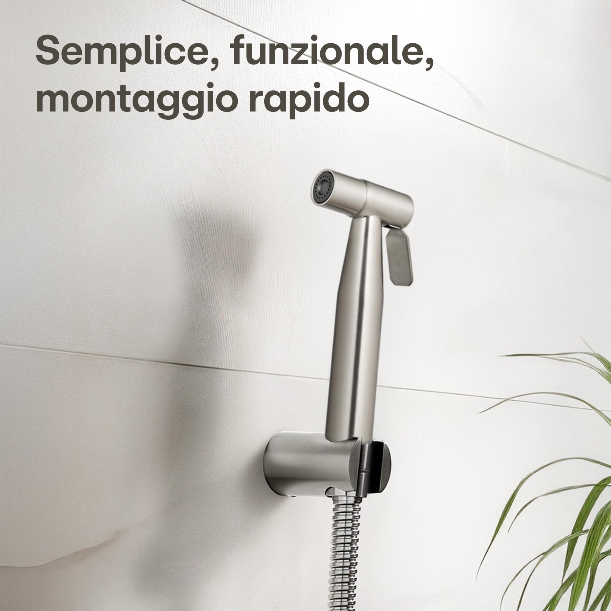 Praknu Bidet Spruzzatore con Doccetta e Supporto - Idroscopino WC in Acciaio Inox per Water e Lavabo
