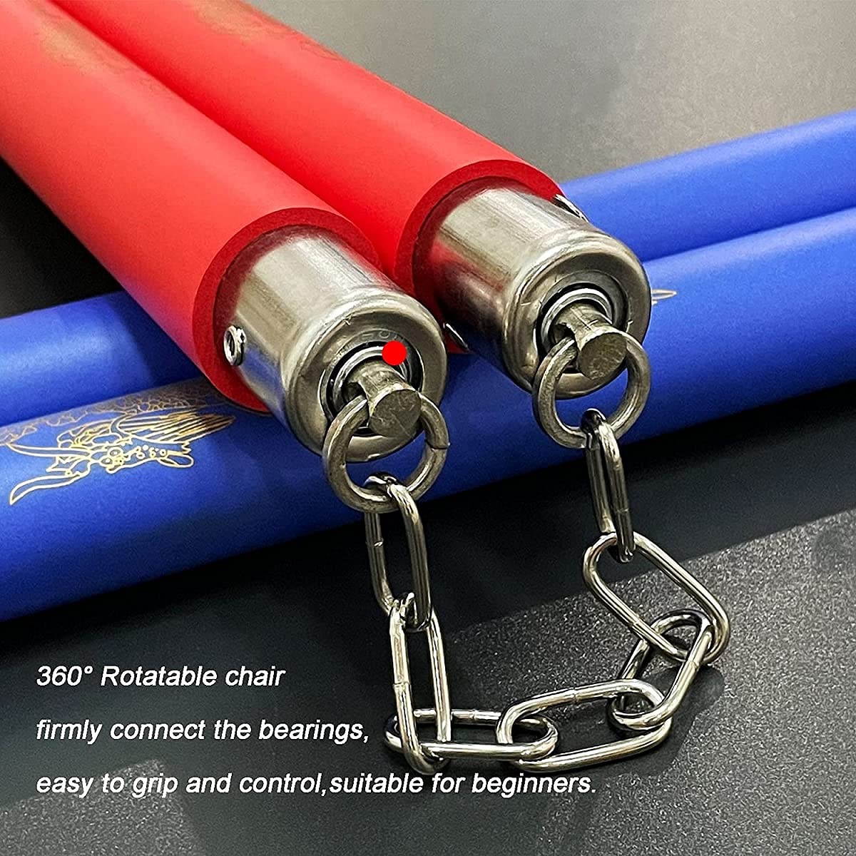 Nunchaku In Gommapiuma Per Allenamento Sicuro, Blu E Nero, Manici Da 30.5 Cm, Con Cordino