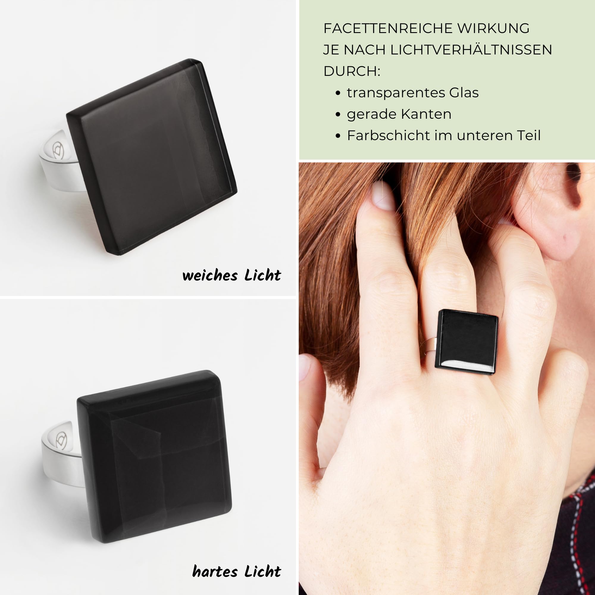 Statement Ring mit Stein • Geburtsstein Schmuck Geometrisch • Edelstahlring größenverstellbar (min. Ø 19mm) • handgemacht & nachhaltig