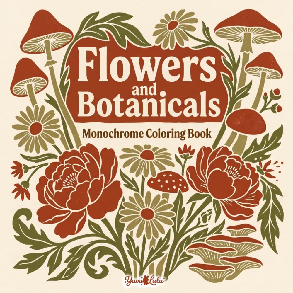 Monochrome Flowers And Botanicals Coloring Book: One Color Floral Art for Adults | Relaxing Botanical Illustrations for a Slow and Still Single-Ink Experience