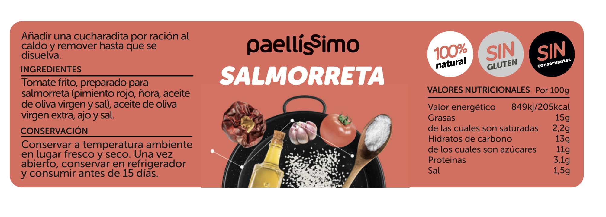 Paellissimo - Salmorreta per Paella, Salmorreta Alicantina, Salsa Salmorretta, Sofrito per Potenziare il Gusto delle tue Paelle, Risi, Fideuás e Stufa - 4 Vasetti da 110 gr (22 porzioni per vaso)