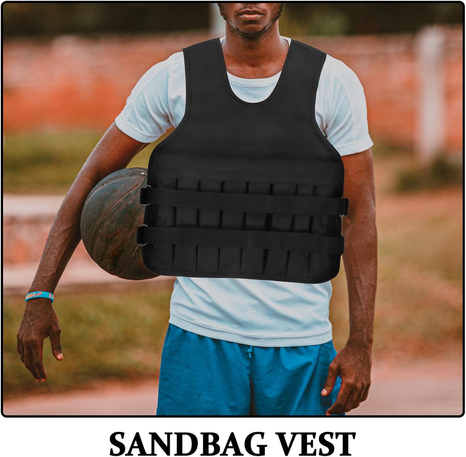Adjustable Weighted Vest for Men Strength Training Running Exercise Fitness Vest with Removable Weights Multi-functional Sports Running Costume