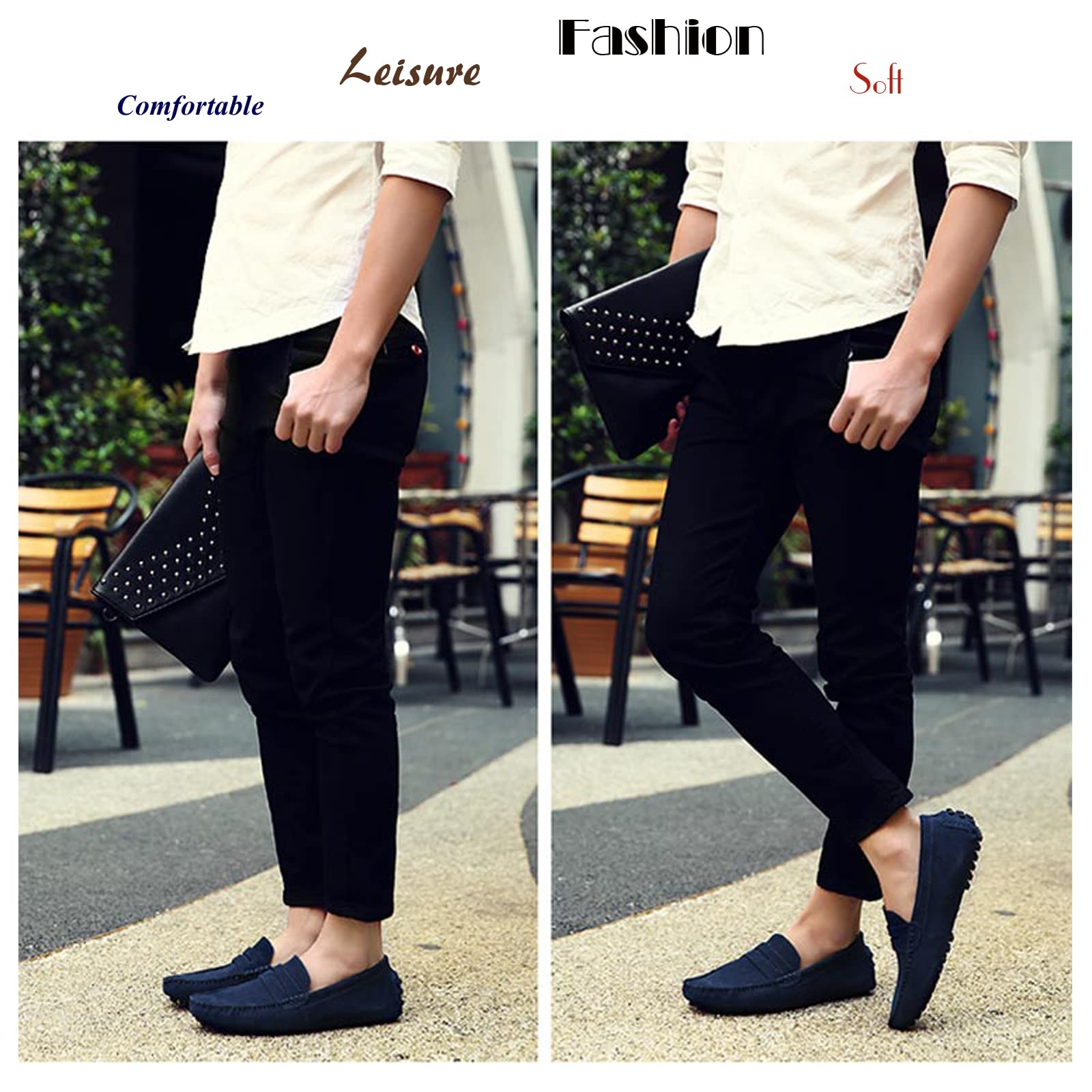 LZQpearl Mocasines Penny para Hombre, Zapatos Planos De Moda De Cuero De Gamuza para Hombre, Pantuflas De Mocasín Informales para Cubierta De Barco para Adultos Y Adolescentes Unisex