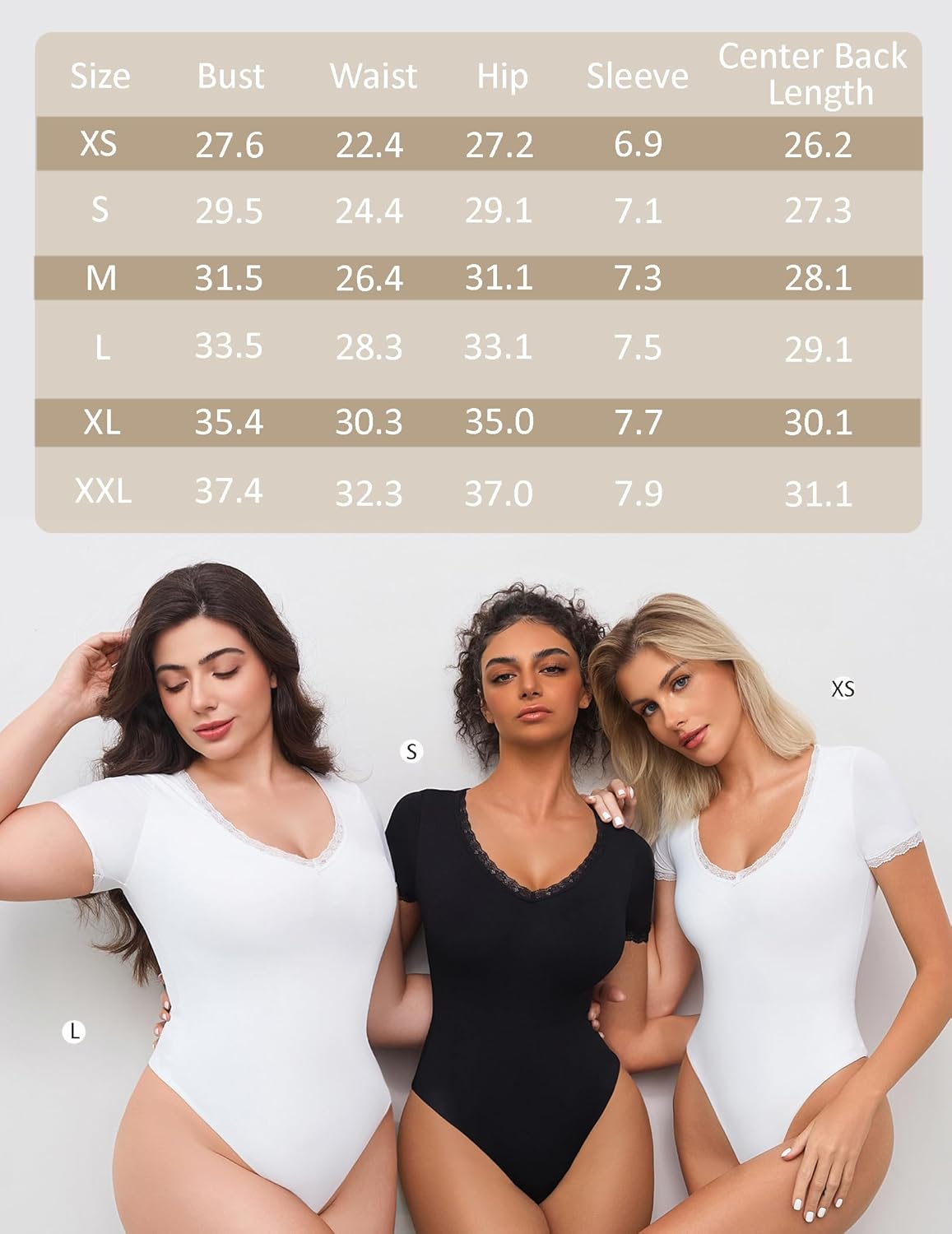 Avidlove Short Sleeve Bodysuit for Women Lace V Neck Body Suits Double Lined Bodysuits Sexy Going Out Top - Image 6