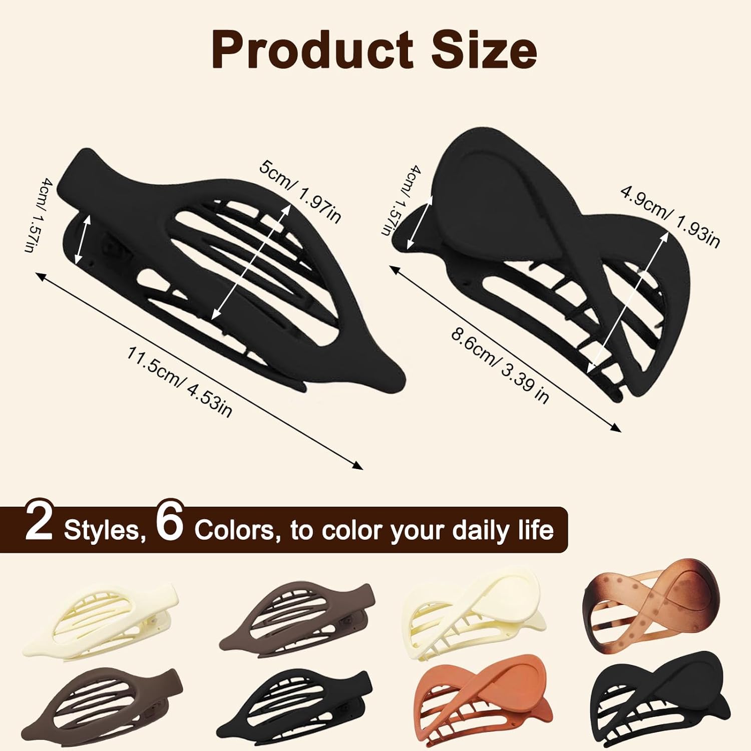 8PCS French Flat Hair Claw Clips for Women Matte Duckbill Hair Clips for Thick& Thin Hair Fashion Colorful Hair Claw 2 Styles - Image 4