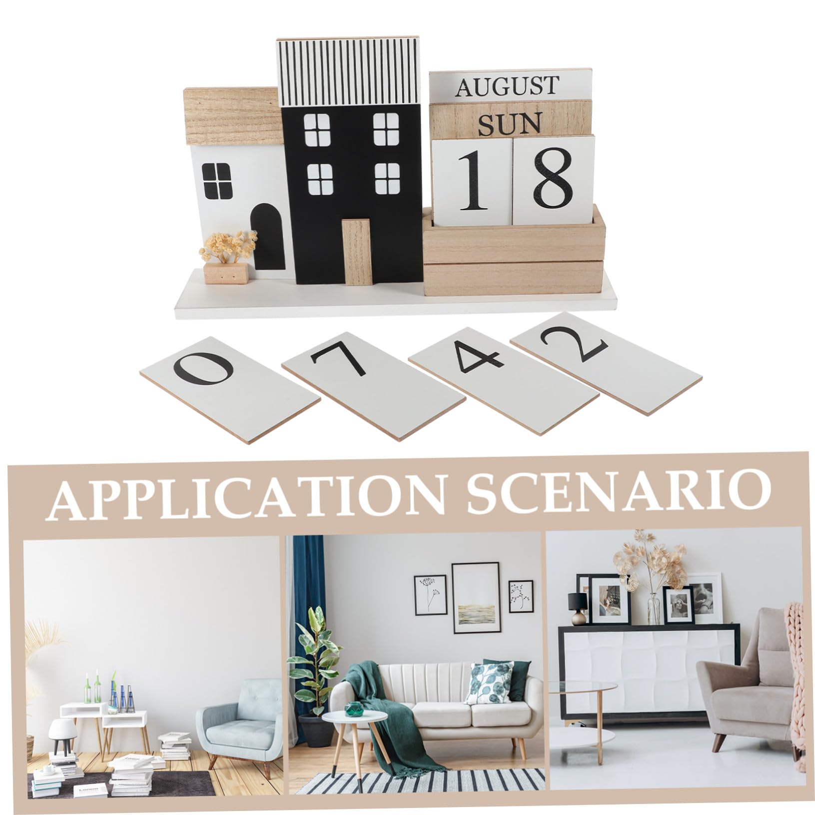 Calendario da Tavolo in Legno con Base Robusta Visualizzazione Mese e Data Decorazione Multifunzionale per Scrivania Ufficio e Casa Dimensioni Riutilizzabile e Pratico Planner