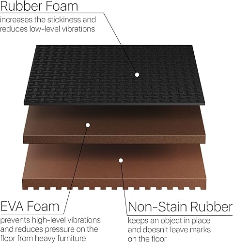 Miniatura 2 de X-Protector Almohadillas antideslizantes para muebles, 4 unidades, cuadradas de 4 pulgadas, almohadillas antideslizantes no adhesivas, color marrón