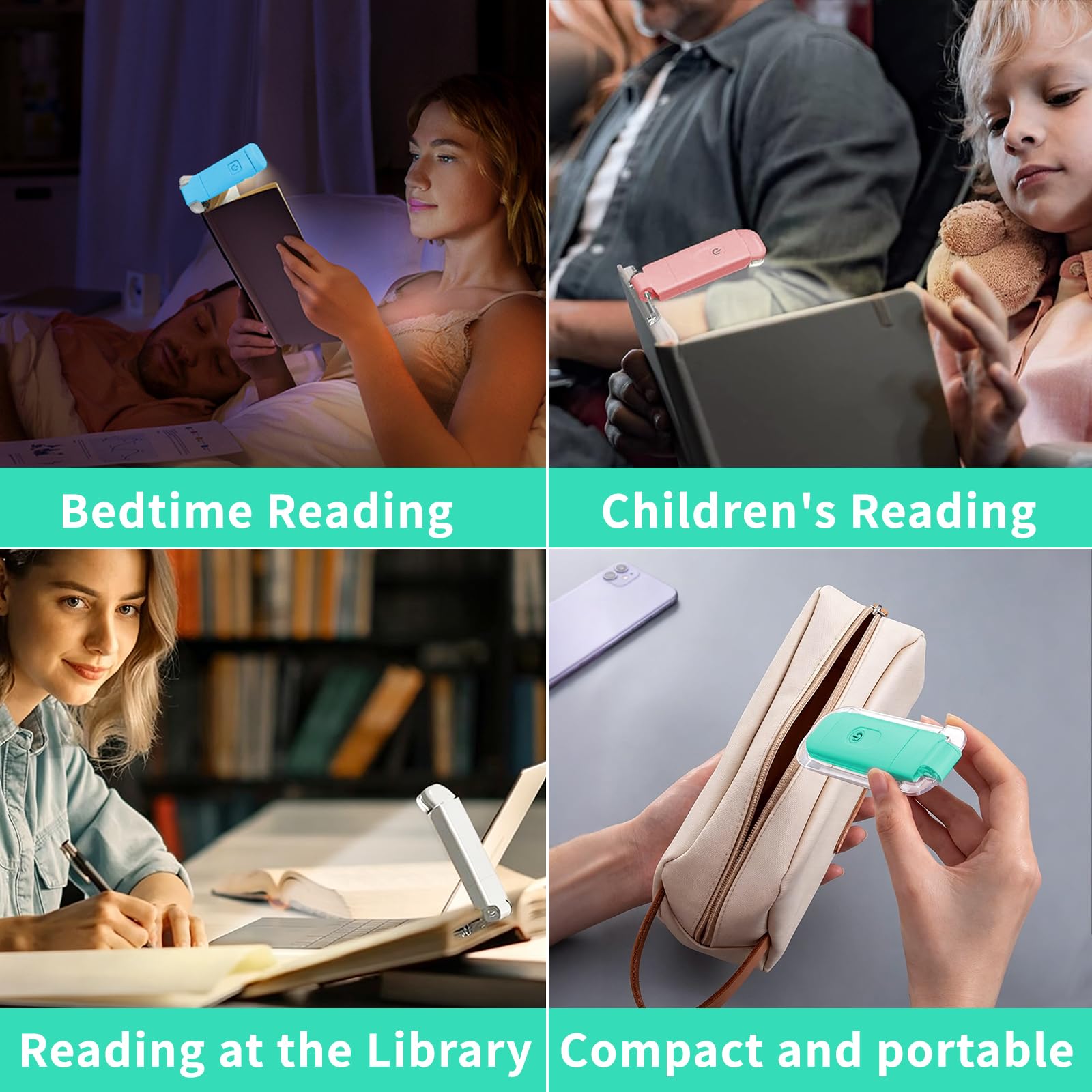 Wiederaufladbare Buchleuchte zum Lesen, aufsteckbar, augenfreundliches Design, 3 Farbtemperaturen, USB-Aufladung, Geschenke für Bücherwürmer, Kinder, Erwachsene, mehrfarbig, 16 Stück