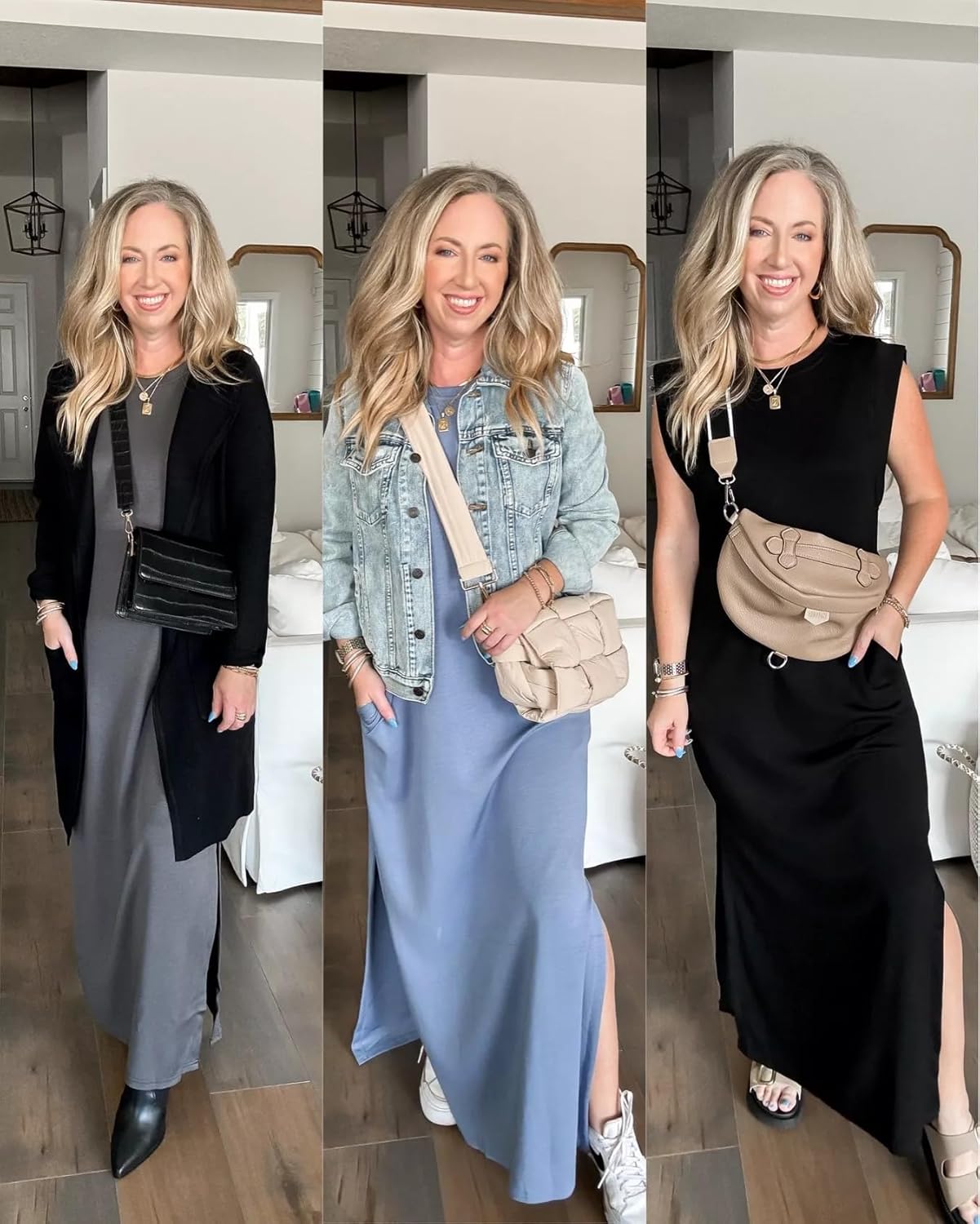 GRECERELLE 2026 Women Year-Round Casual Round Neck Loose Split Wrinkle-Free Long Maxi Vacation Dress with Pockets (XXS-4XL) - Image 3