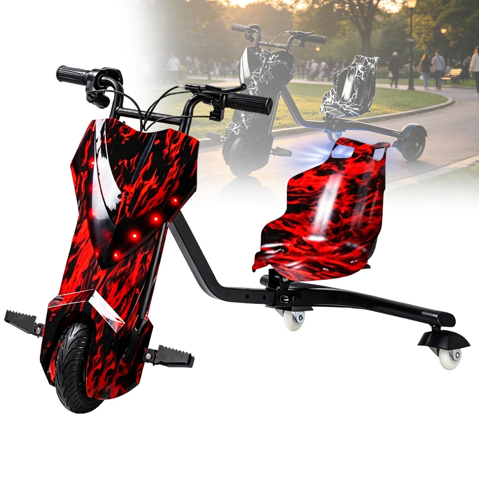 Gavscient Electric Drifting Scooter for Kids - 3-Wheel 360° Drift Action | 20 KM/H Max Speed | Bluetooth Speaker & Triple LED Lights 6-inch-B