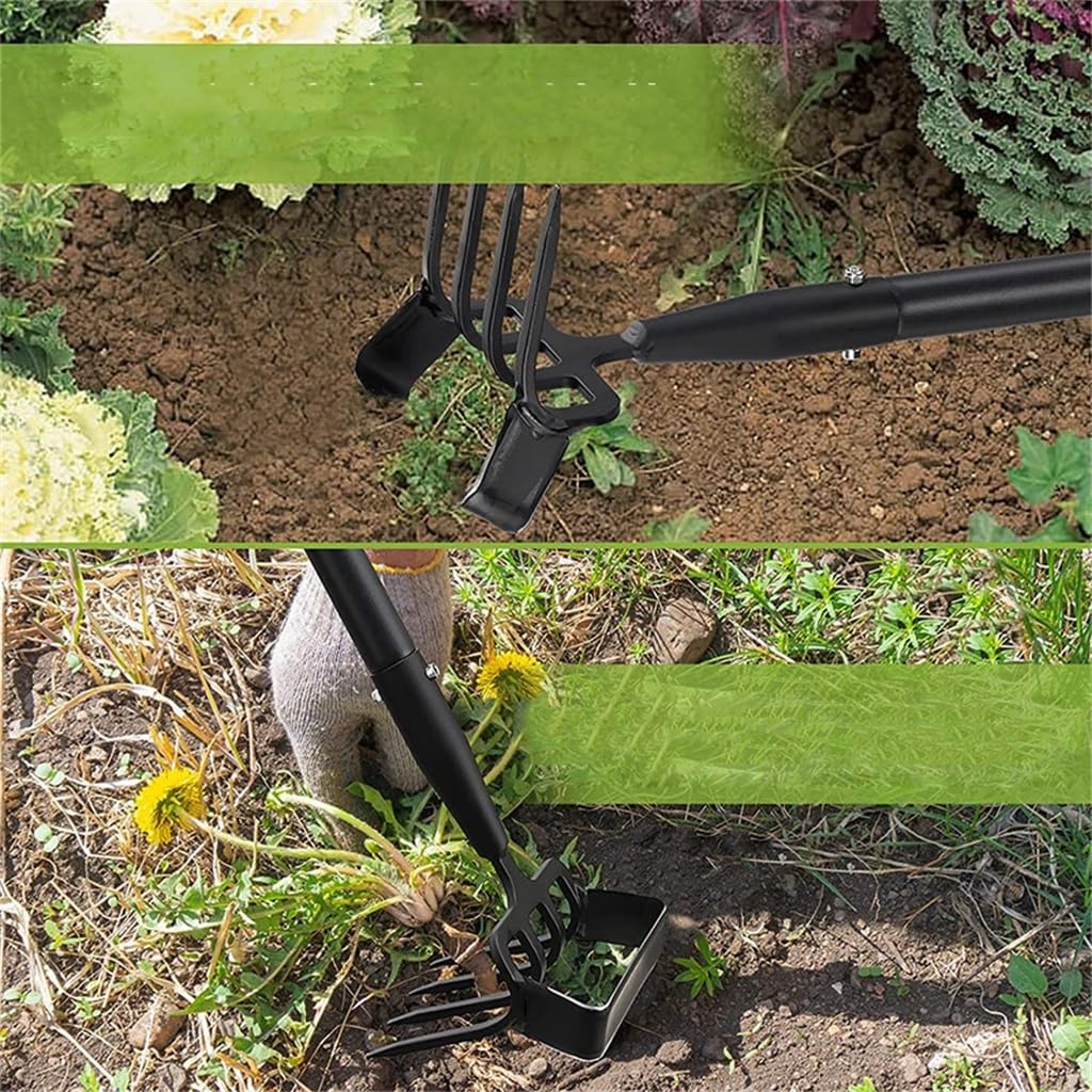 Zappe for attrezzi da giardino, Manico lungo Rastrello for zappa ad anello a staffa 2 in 1 Resistente Zappe da zuffa Hula all'aperto for il diserbo Giardinaggio Zappe a staffa for allentare il terreno